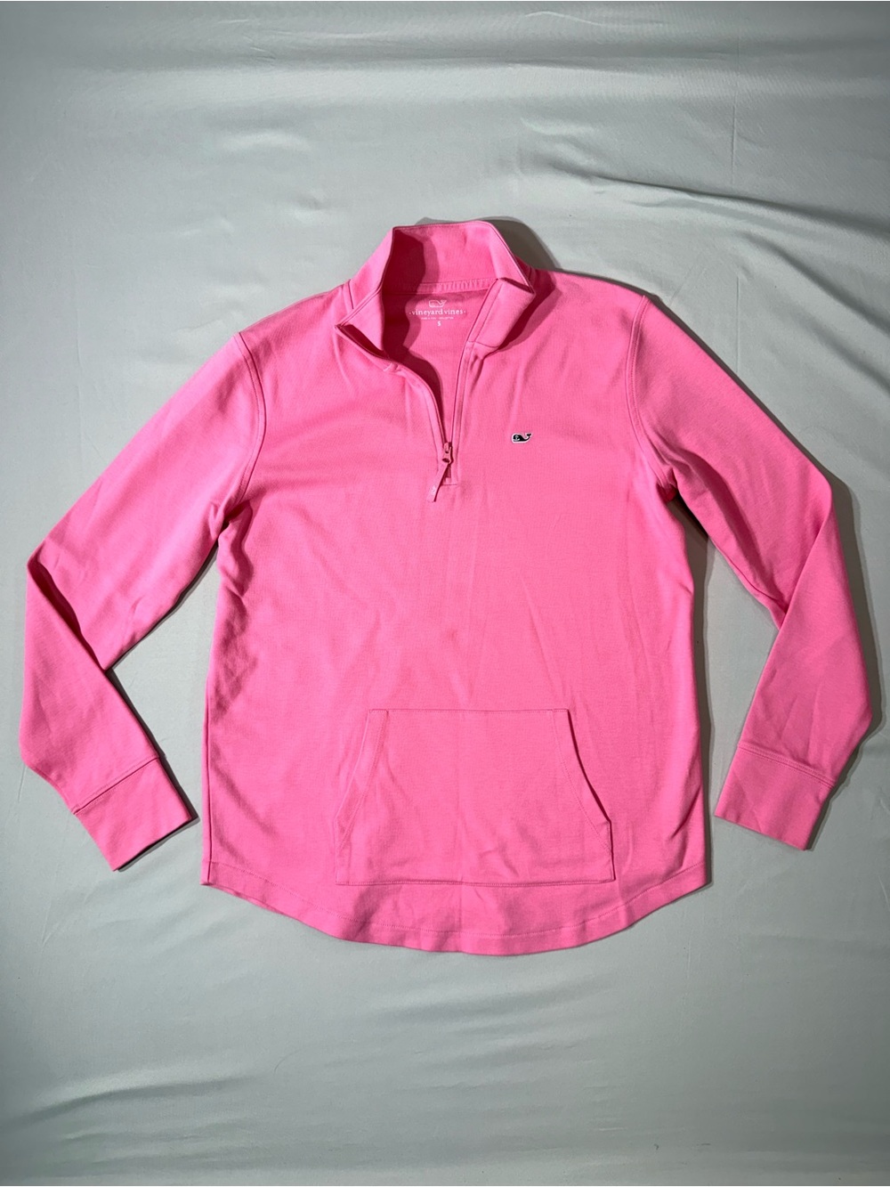 Vineyard Vines Pink Quarter-Zip Pullover kangaroo pockets size small preppy
